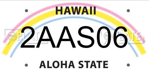 2AAS06 Hawaii License Plate