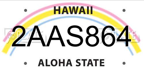 2AAS864 Hawaii License Plate