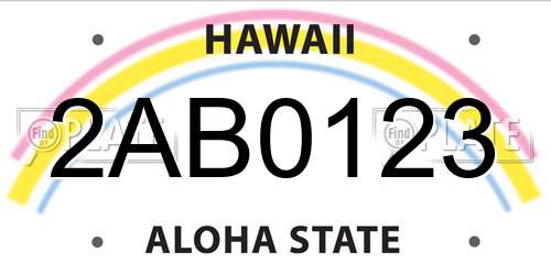 2AB0123 Hawaii License Plate