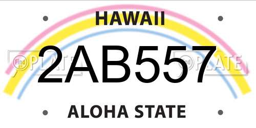 2AB557 Hawaii License Plate