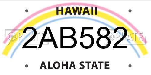 2AB582 Hawaii License Plate