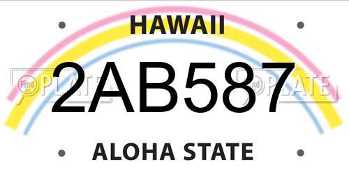 2AB587 Hawaii License Plate