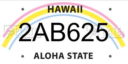 2AB625 Hawaii License Plate