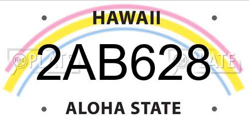 2AB628 Hawaii License Plate