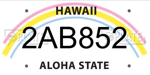 2AB852 Hawaii License Plate