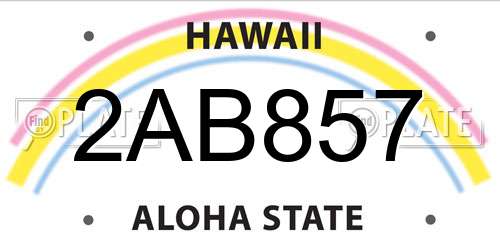 2AB857 Hawaii License Plate