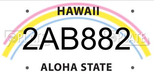 2AB882 Hawaii License Plate