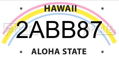 2ABB87 Hawaii License Plate