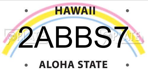 2ABBS7 Hawaii License Plate