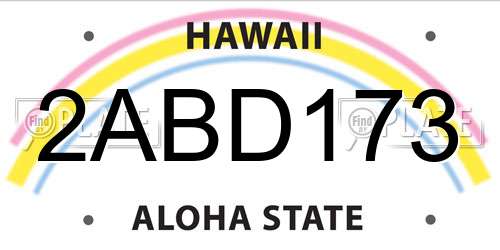 2ABD173 Hawaii License Plate