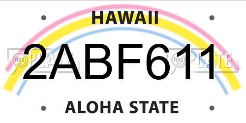 2ABF611 Hawaii License Plate