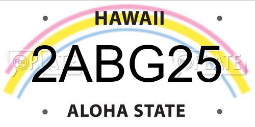 2ABG25 Hawaii License Plate