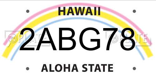2ABG78 Hawaii License Plate