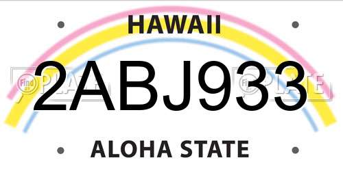 2ABJ933 Hawaii License Plate