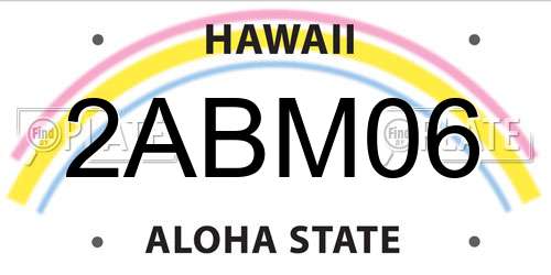 2ABM06 Hawaii License Plate