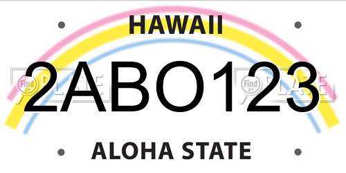 2ABO123 Hawaii License Plate