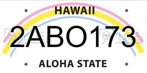 2ABO173 Hawaii License Plate