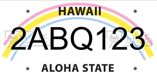 2ABQ123 Hawaii License Plate