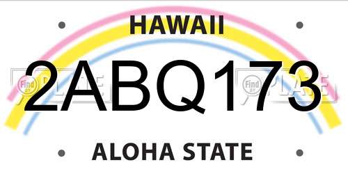 2ABQ173 Hawaii License Plate