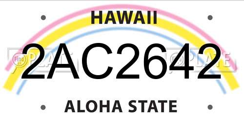 2AC2642 Hawaii License Plate