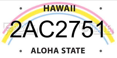 2AC2751 Hawaii License Plate