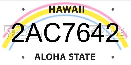 2AC7642 Hawaii License Plate