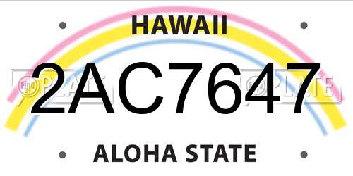 2AC7647 Hawaii License Plate