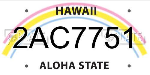 2AC7751 Hawaii License Plate