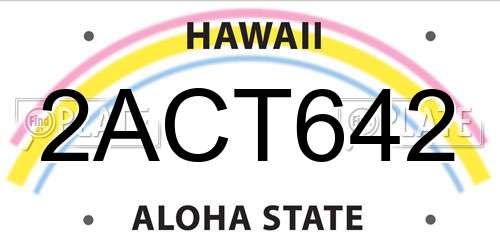 2ACT642 Hawaii License Plate