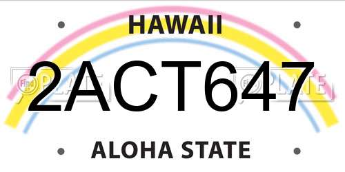 2ACT647 Hawaii License Plate