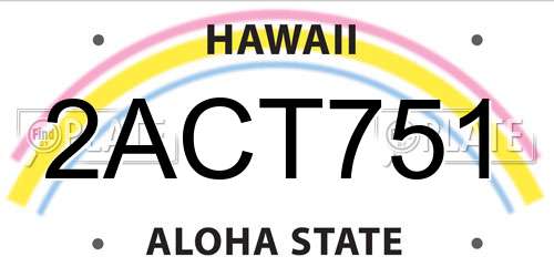 2ACT751 Hawaii License Plate