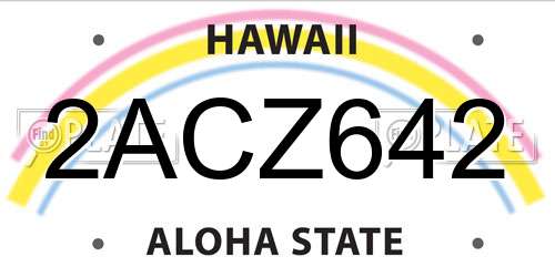 2ACZ642 Hawaii License Plate