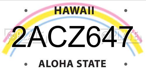 2ACZ647 Hawaii License Plate