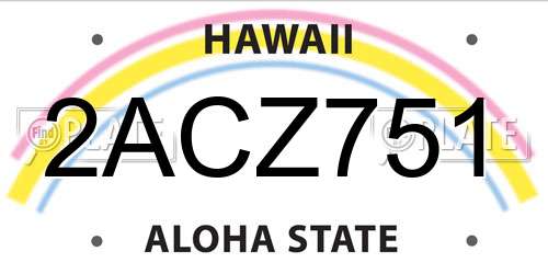 2ACZ751 Hawaii License Plate