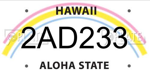 2AD233 Hawaii License Plate