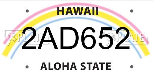 2AD652 Hawaii License Plate