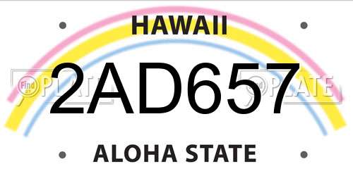 2AD657 Hawaii License Plate