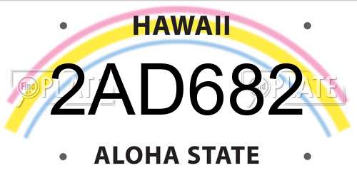 2AD682 Hawaii License Plate