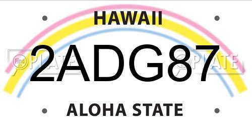 2ADG87 Hawaii License Plate