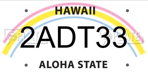 2ADT33 Hawaii License Plate