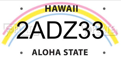 2ADZ33 Hawaii License Plate