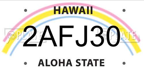 2AFJ30 Hawaii License Plate