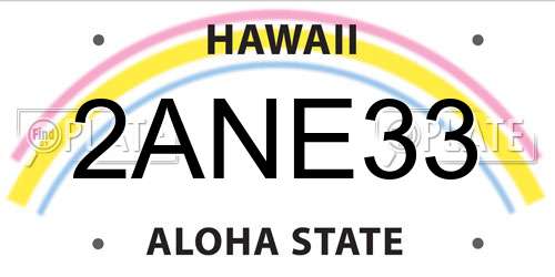 2ANE33 Hawaii License Plate