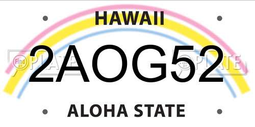 2AOG52 Hawaii License Plate