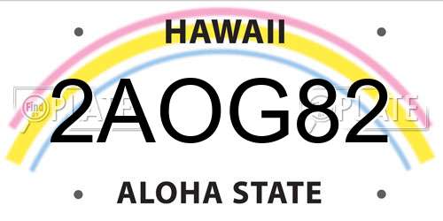 2AOG82 Hawaii License Plate