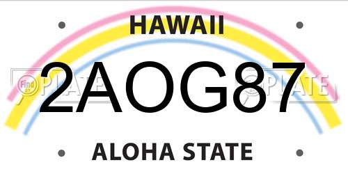 2AOG87 Hawaii License Plate