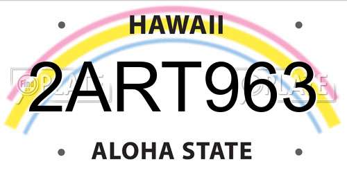 2ART963 Hawaii License Plate