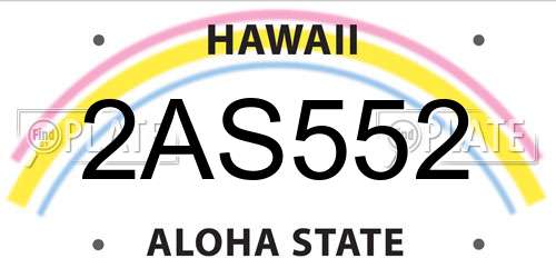 2AS552 Hawaii License Plate