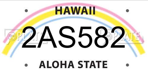 2AS582 Hawaii License Plate