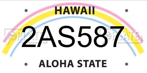 2AS587 Hawaii License Plate